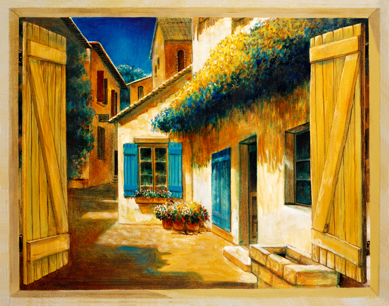 Trompe l'oeil PT 100855 - Borgo medievale Marchigiano in tnt tessuto non tessuto
